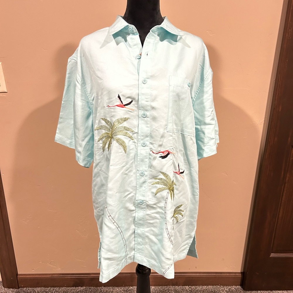 Weekenders Light Blue Tropical Embroidered Shirt